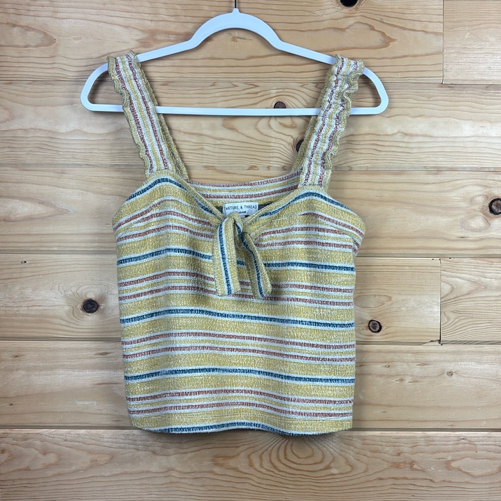 Madewell Texture & Thread Tie-Front Tank Top in Smithfield Stripe Size Small